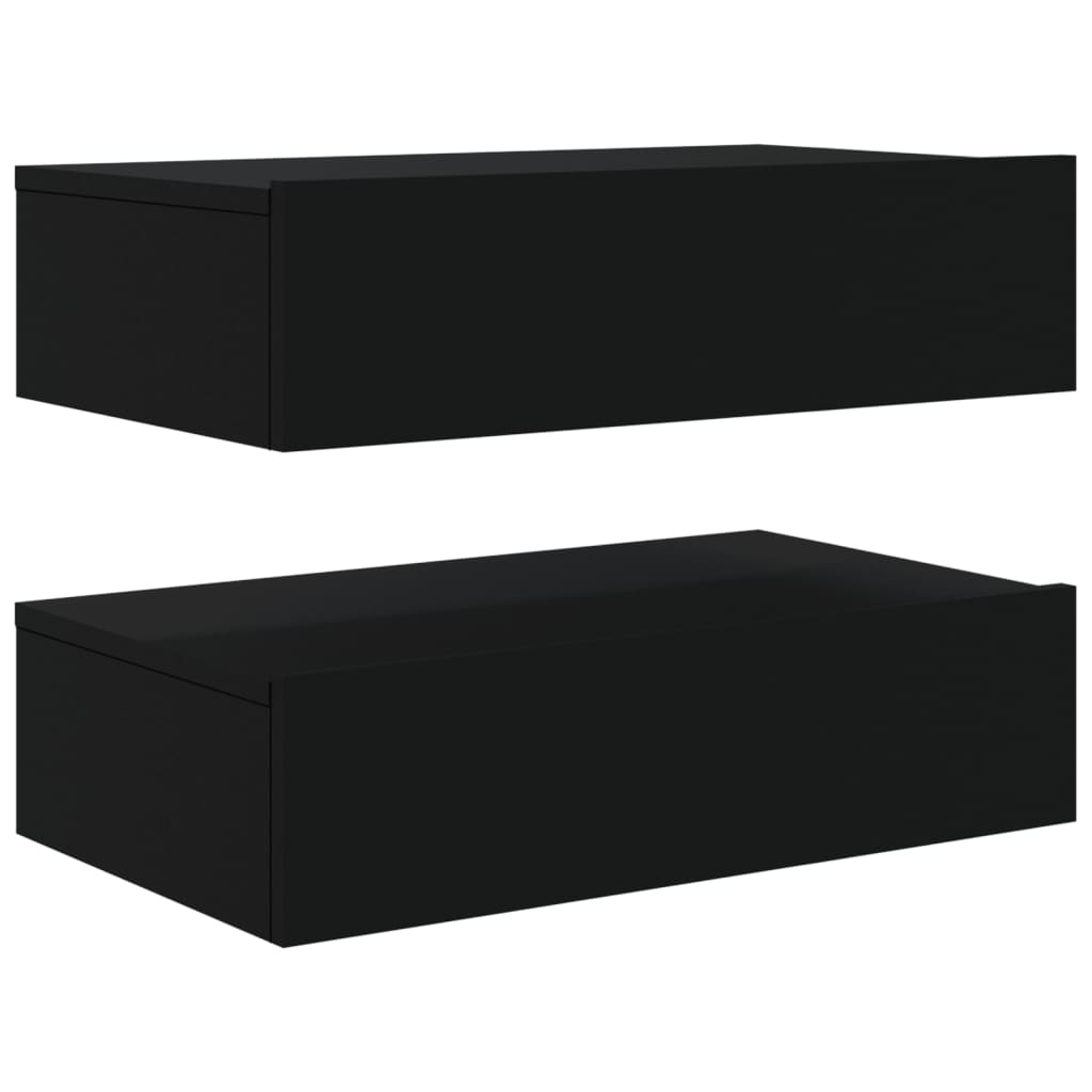 Tv-meubelen 2 st met LED-verlichting 60x35x15,5 cm zwart