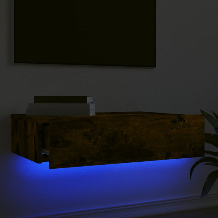 Tv-meubel met LED-verlichting 60x35x15,5 cm gerookt eikenkleur