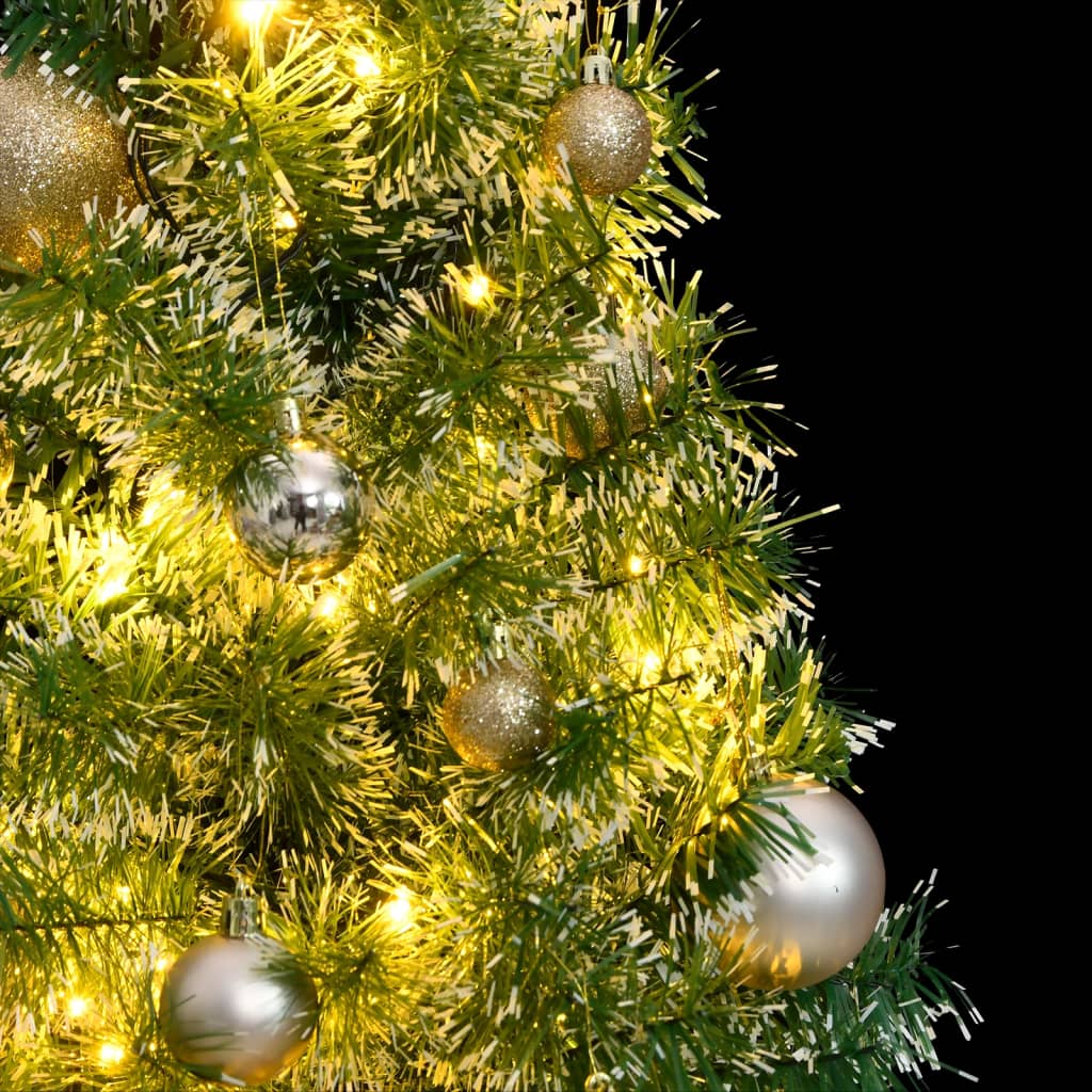 Kunstkerstboom met 150 LED's kerstballen en sneeuw 120 cm