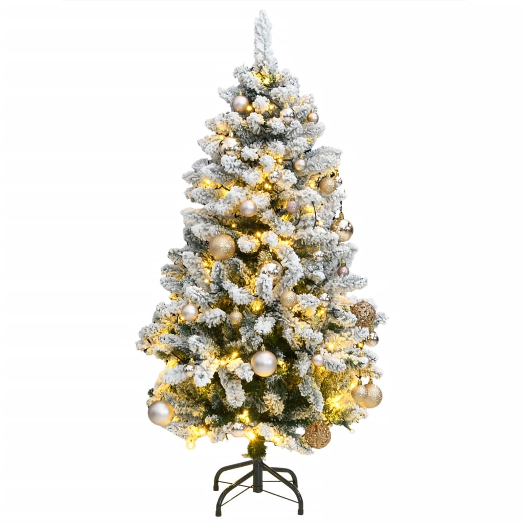 Kunstkerstboom met scharnieren 150 LED en kerstballen 120 cm