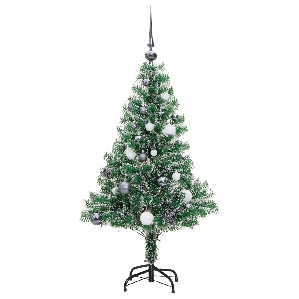 Kunstkerstboom 150 LED's kerstballen en sneeuw 150 cm
