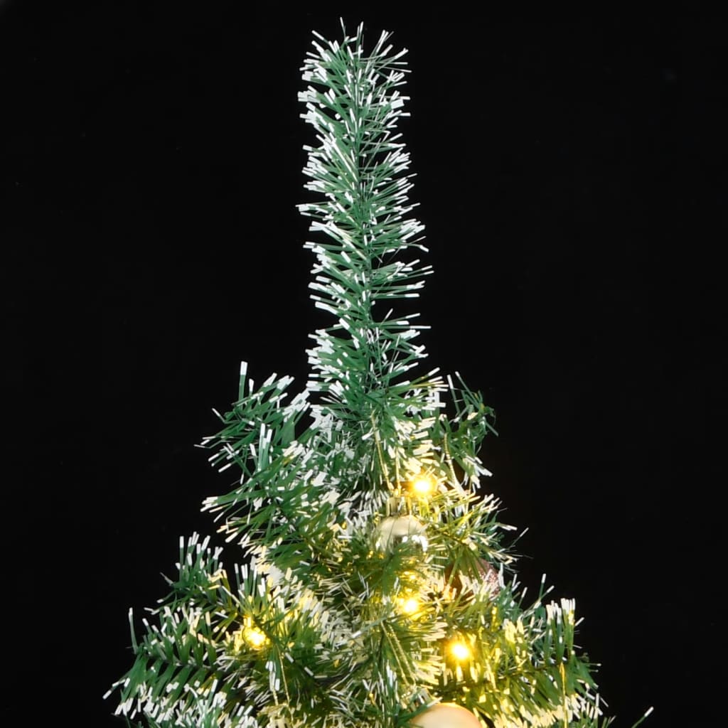 Kunstkerstboom met 300 LED's kerstballen en sneeuw 180 cm