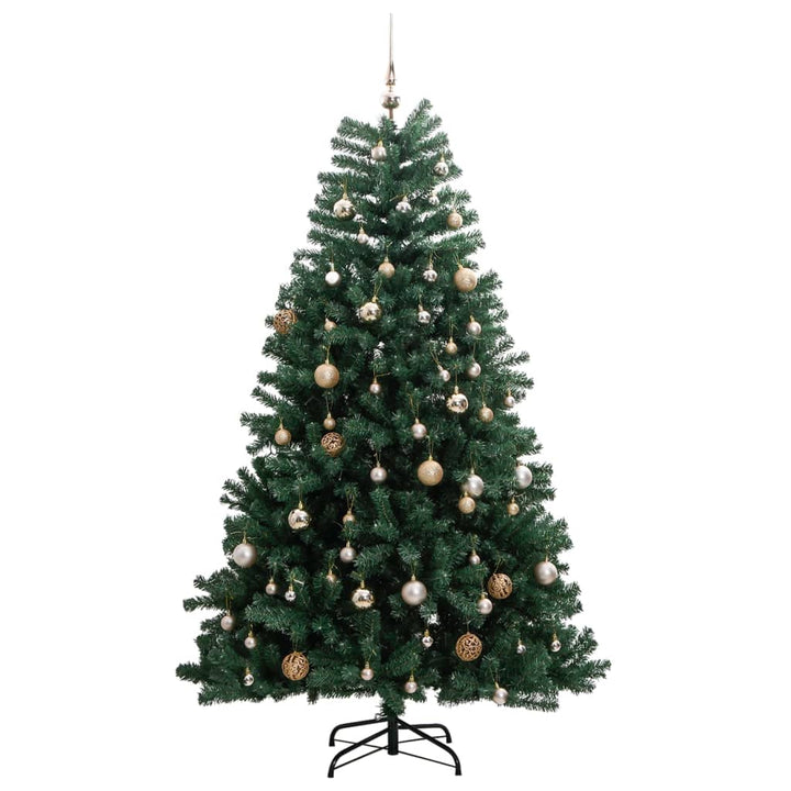Kunstkerstboom met scharnieren 300 LED's en kerstballen 240 cm