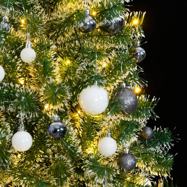 Kunstkerstboom met 300 LED's kerstballen en sneeuw 210 cm