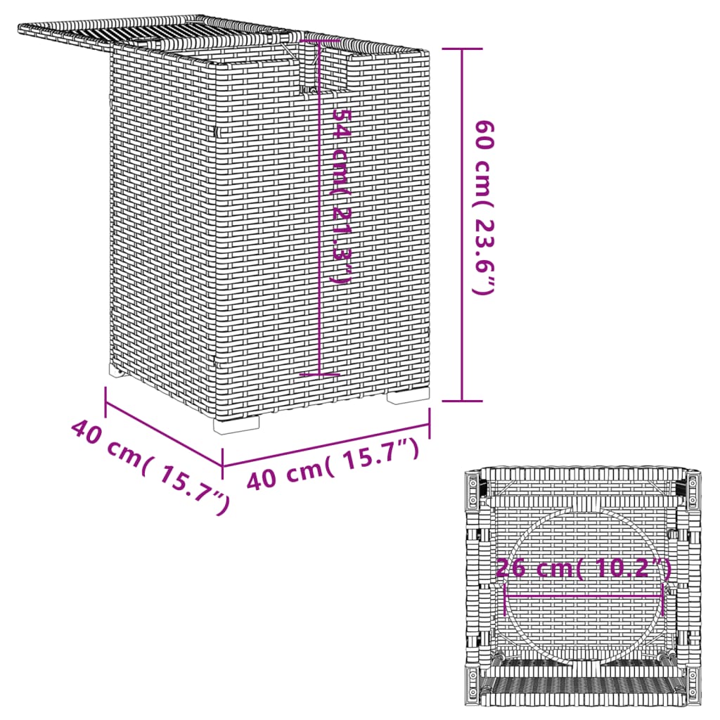 Afdekkast voor propaangasfles 40x40x60 cm Poly Rattan bruin