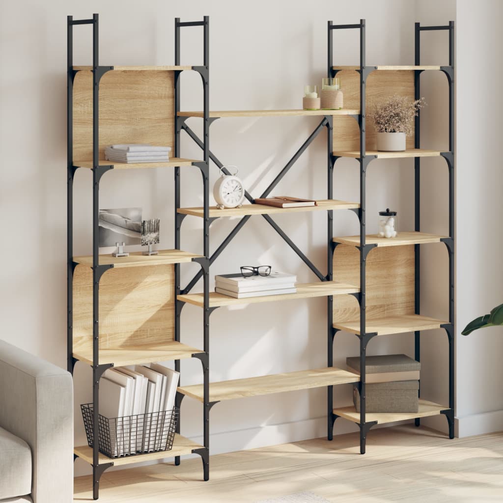 Boekenkast 155,5x24x166,5 cm bewerkt hout sonoma eikenkleurig