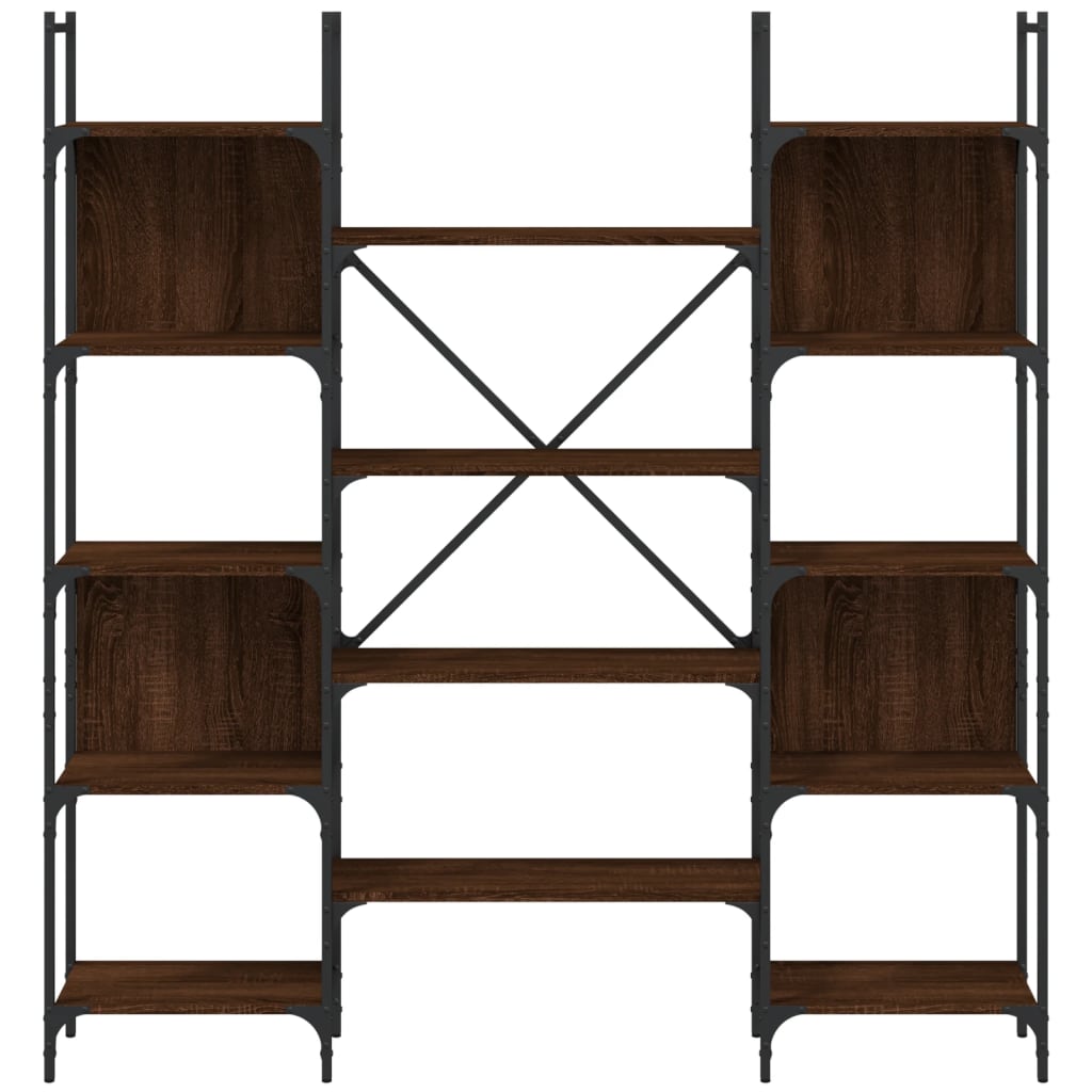 Boekenkast 155,5x24x166,5 cm bewerkt hout bruineikenkleurig