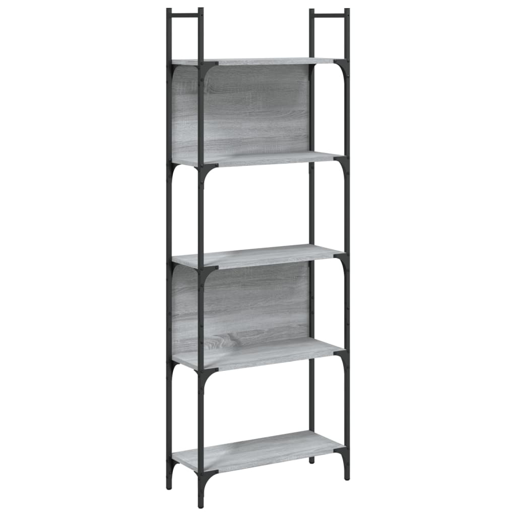 Boekenkast 5-laags 60,5x24x166,5 cm bewerkt hout grijs sonoma