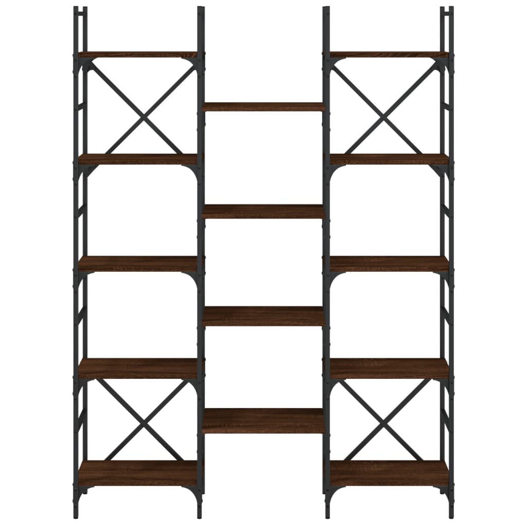 Boekenkast 127,5x28,5x172,5 cm bewerkt hout bruineikenkleurig