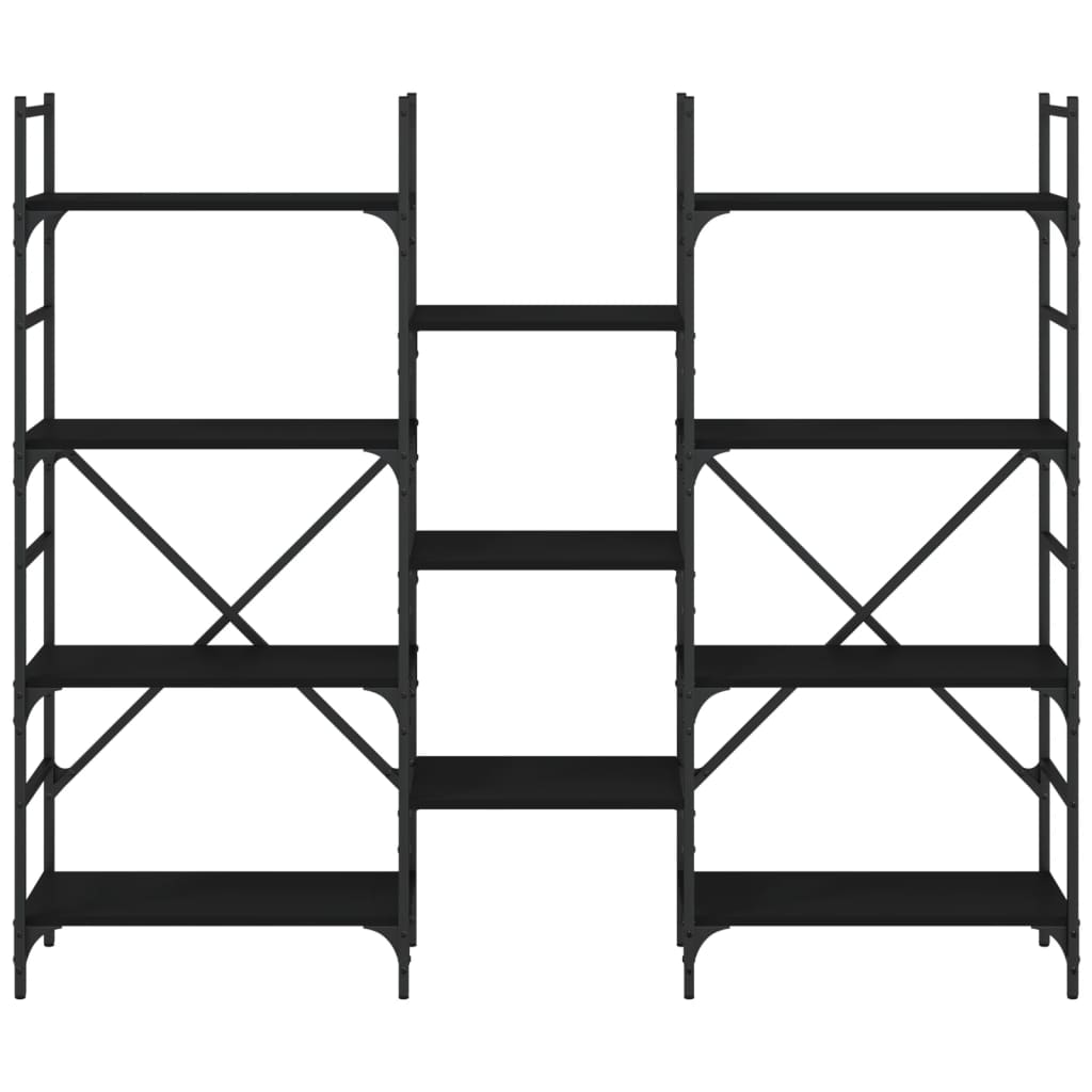 Boekenkast 160x28,5x136,5 cm bewerkt hout zwart