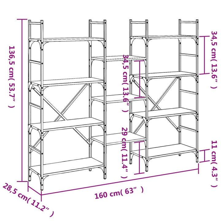 Boekenkast 160x28,5x136,5 cm bewerkt hout zwart