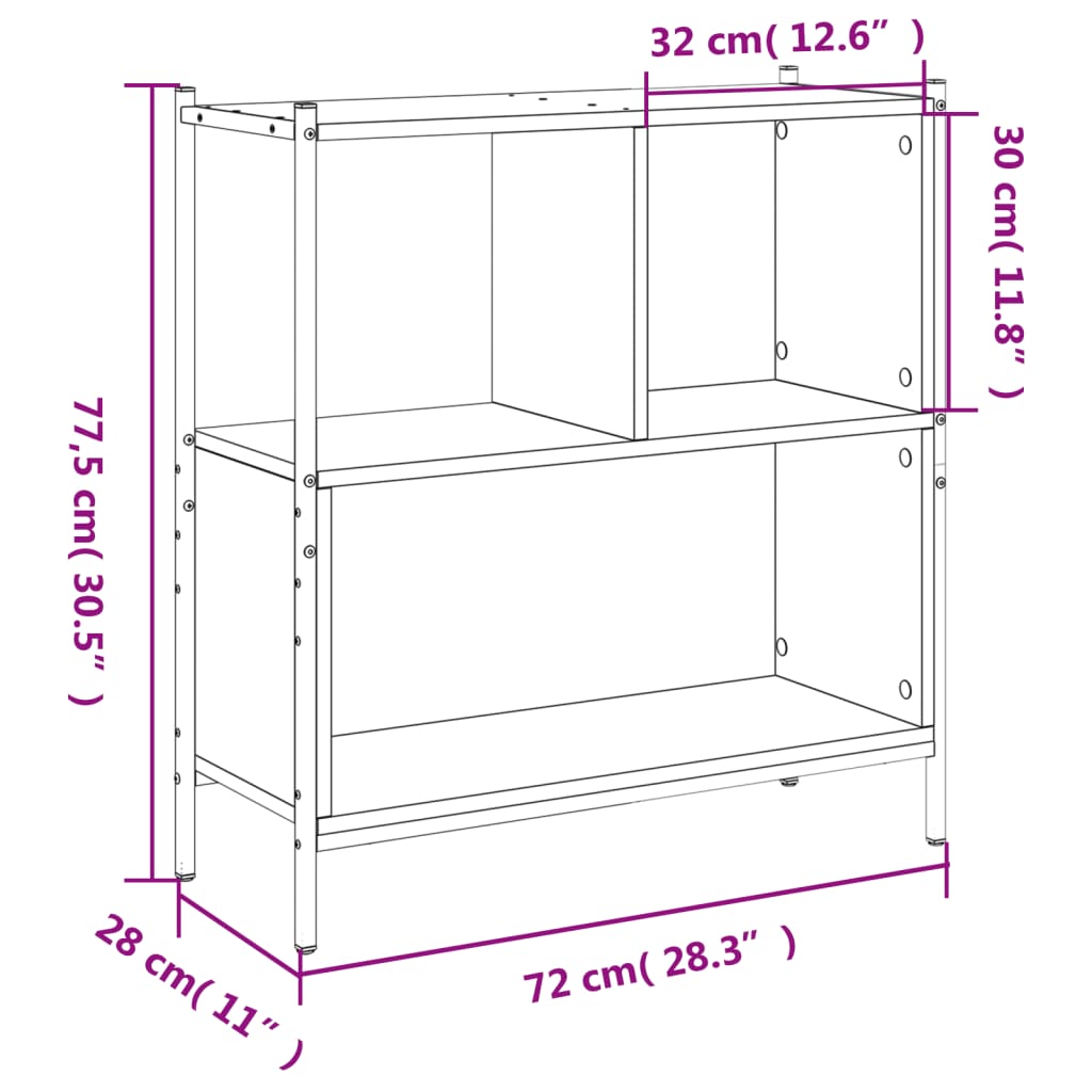 Boekenkast 72x28x77,5 cm bewerkt hout zwart