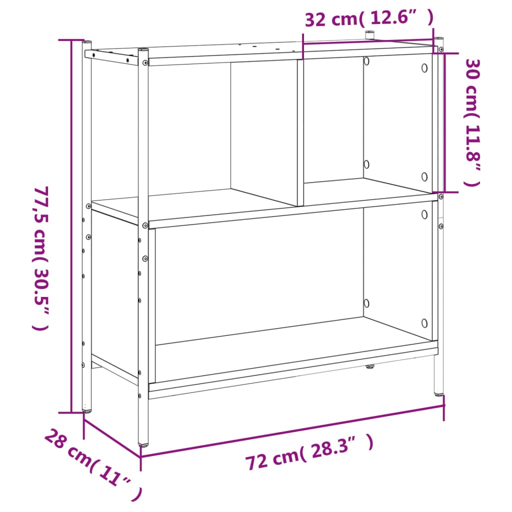 Boekenkast 72x28x77,5 cm bewerkt hout sonoma eikenkleurig