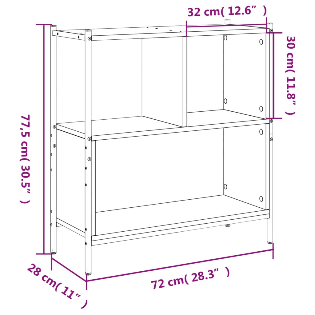 Boekenkast 72x28x77,5 cm bewerkt hout gerookt eikenkleurig