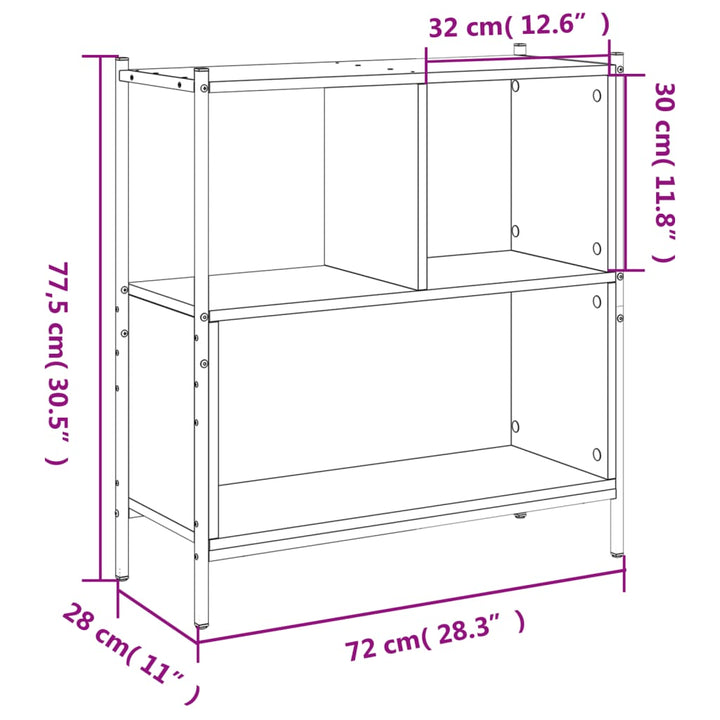 Boekenkast 72x28x77,5 cm bewerkt hout grijs sonoma eikenkleur