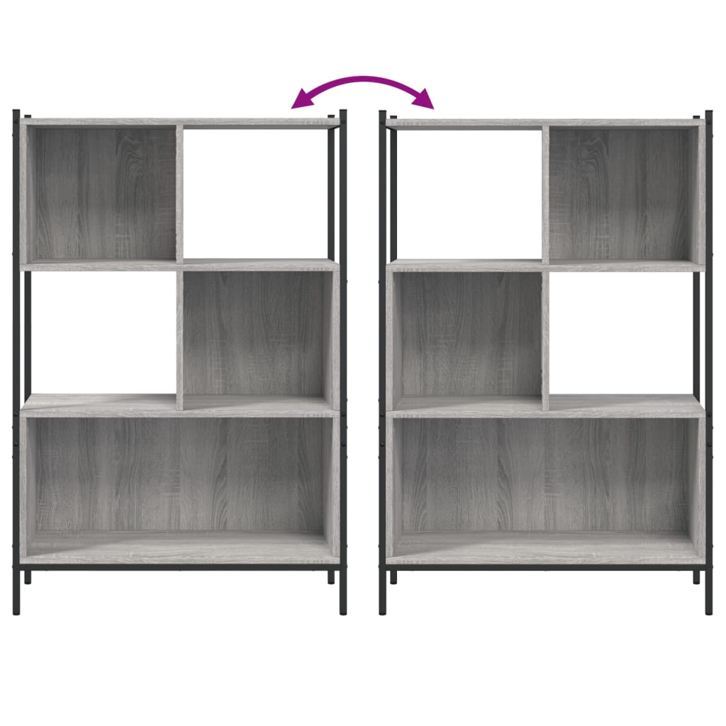 Boekenkast 72x28x109 cm bewerkt hout grijs sonoma eikenkleurig