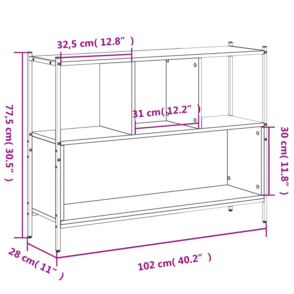 Boekenkast 102x28x77,5 cm bewerkt hout gerookt eikenkleurig