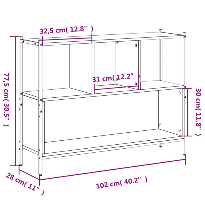 Boekenkast 102x28x77,5 cm bewerkt hout grijs sonoma eikenkleur