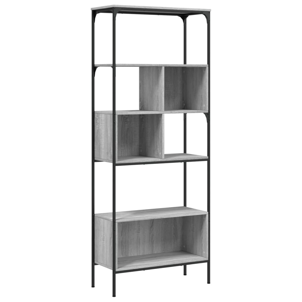 Boekenkast 5-laags 76x33x188,5 cm bewerkt hout grijs sonoma