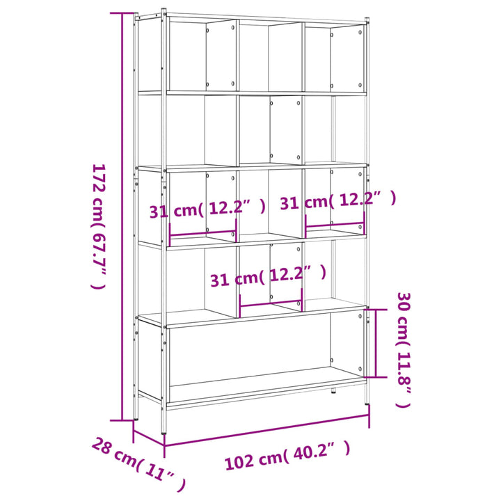 Boekenkast 102x28x172 cm bewerkt hout zwart