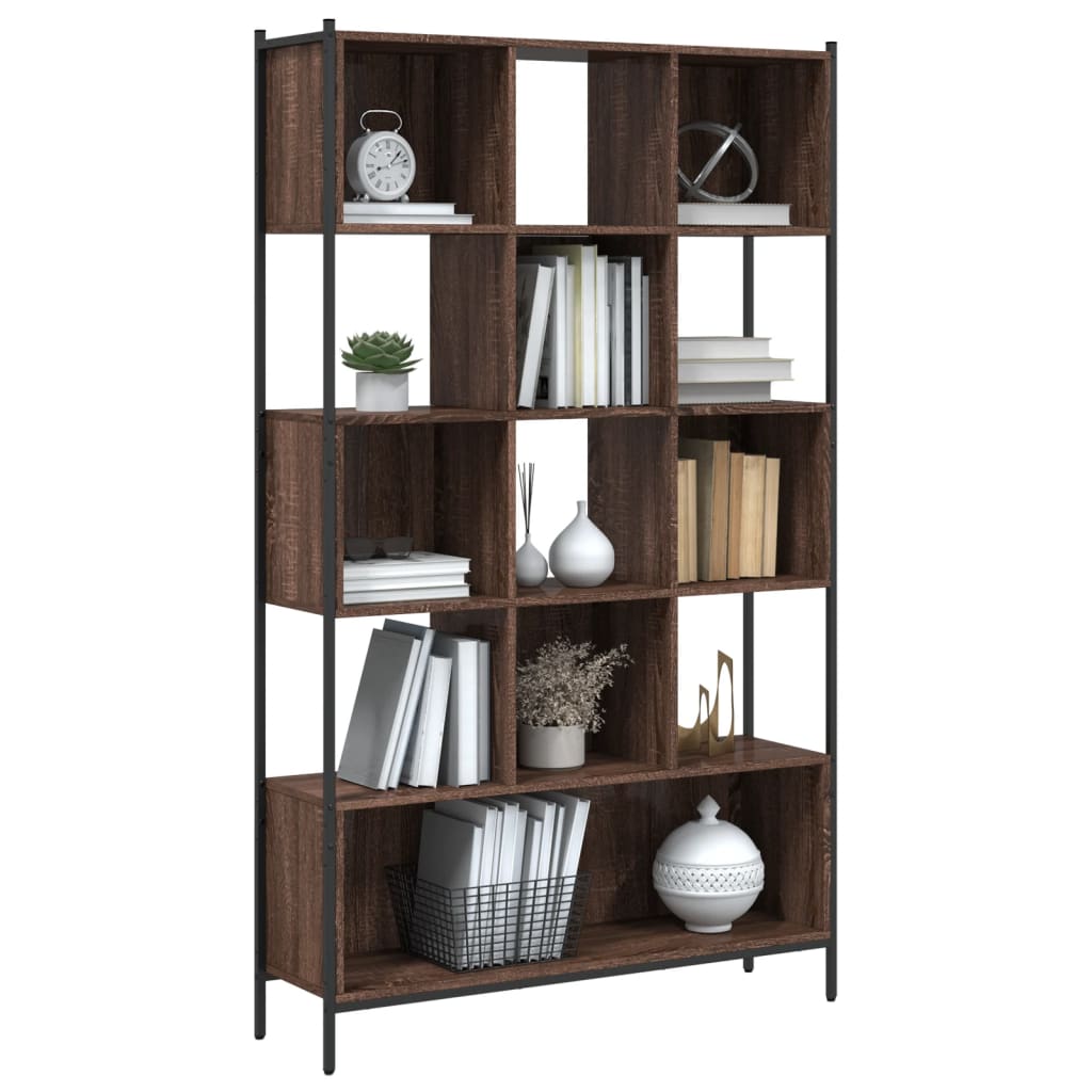 Boekenkast 102x28x172 cm bewerkt hout bruineikenkleurig