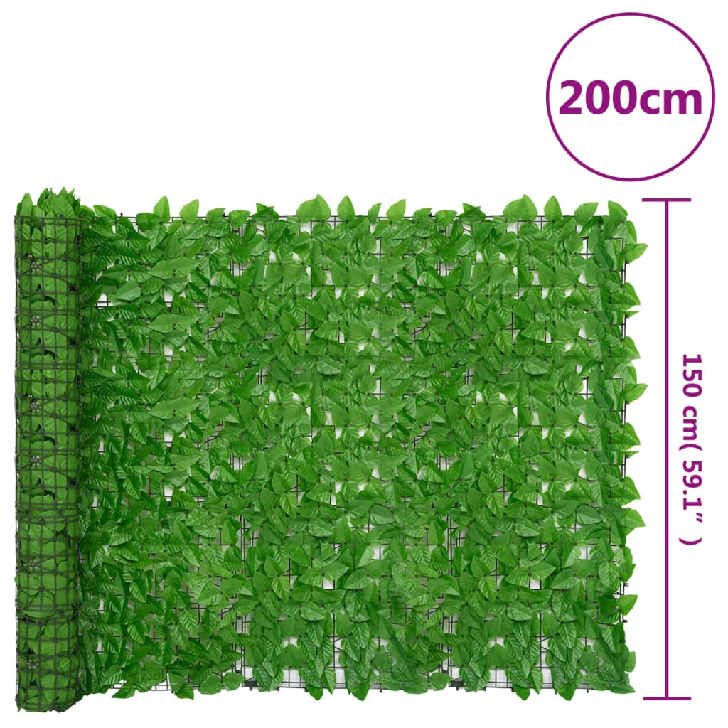 Balkonscherm met groene bladeren 200x150 cm