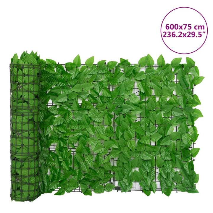 Balkonscherm met groene bladeren 600x75 cm