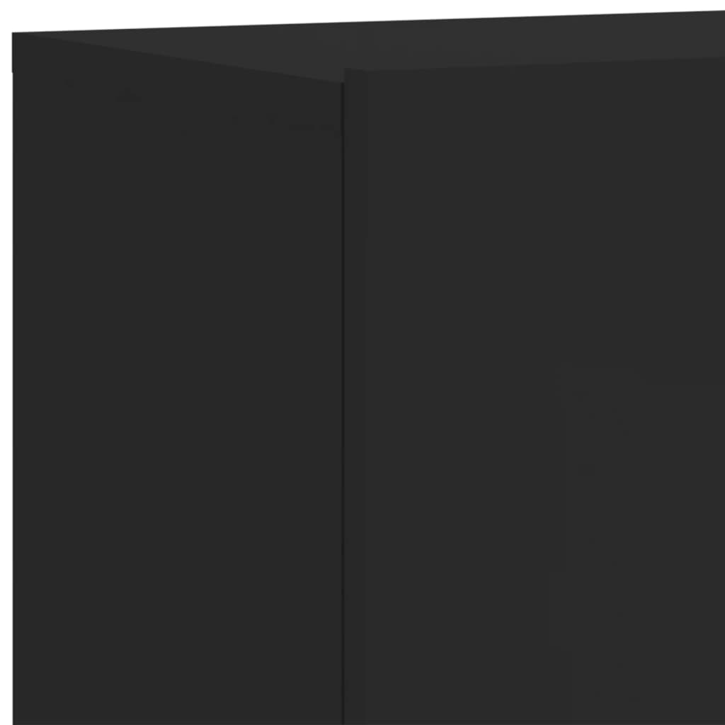 5-delige Tv-wandmeubelset bewerkt hout zwart