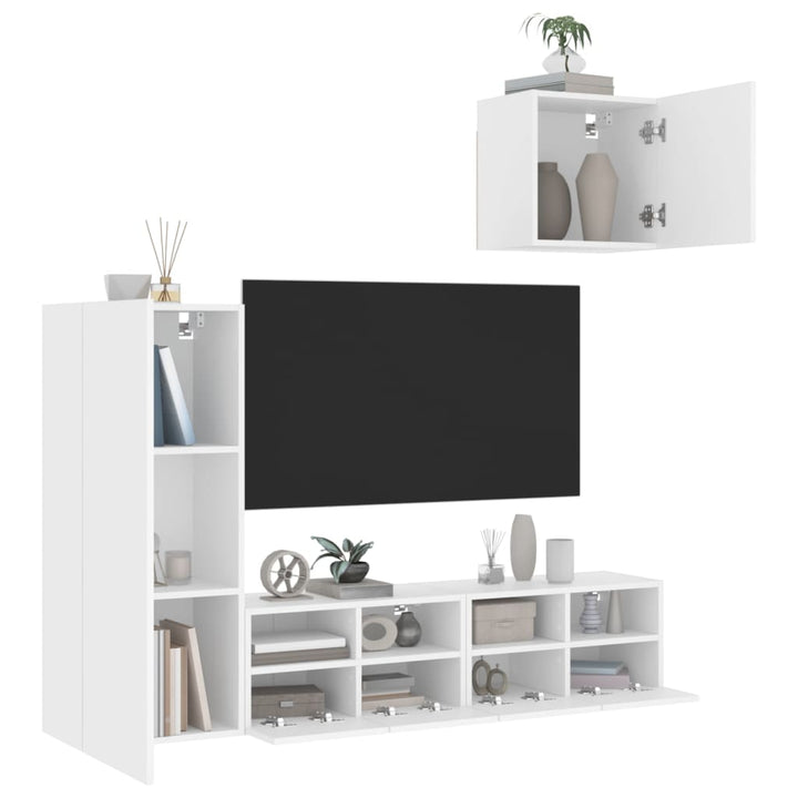 4-delige Tv-meubelset bewerkt hout wit