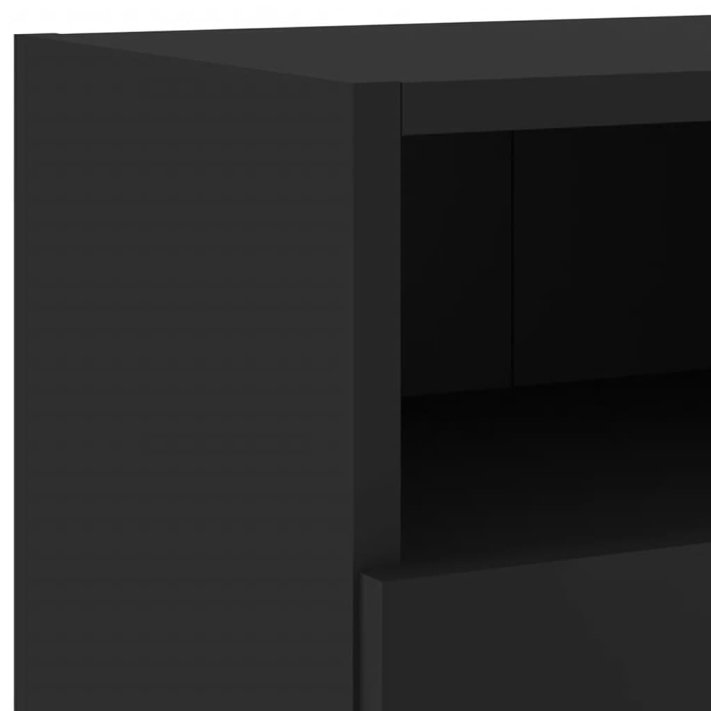 4-delige Tv-wandmeubelset bewerkt hout zwart