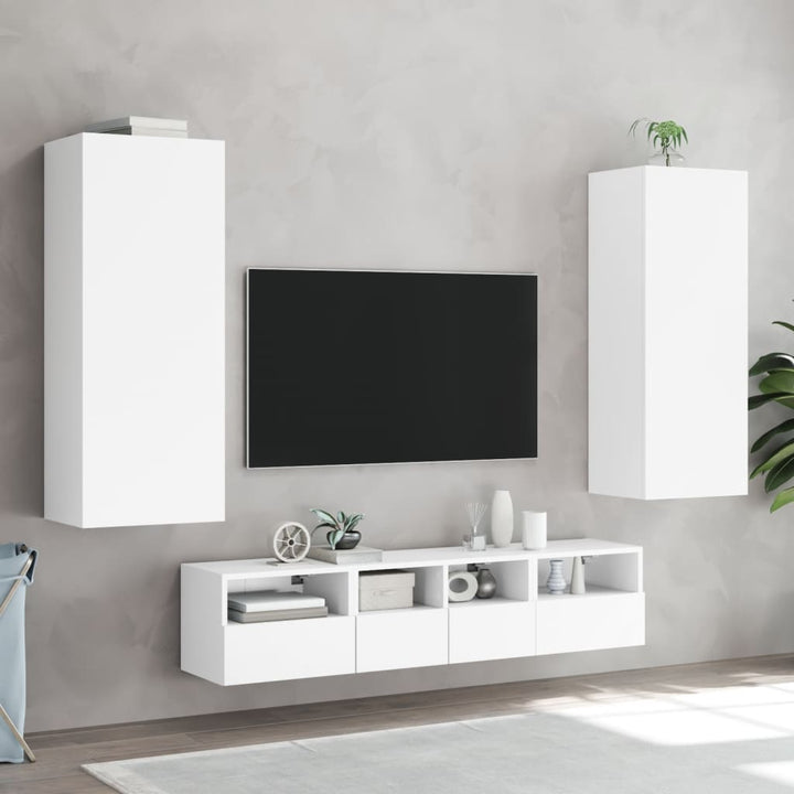 5-delige Tv-meubelset bewerkt hout wit
