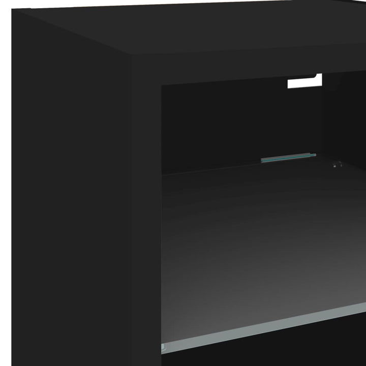 8-delige Tv-wandmeubelset met LED bewerkt hout zwart