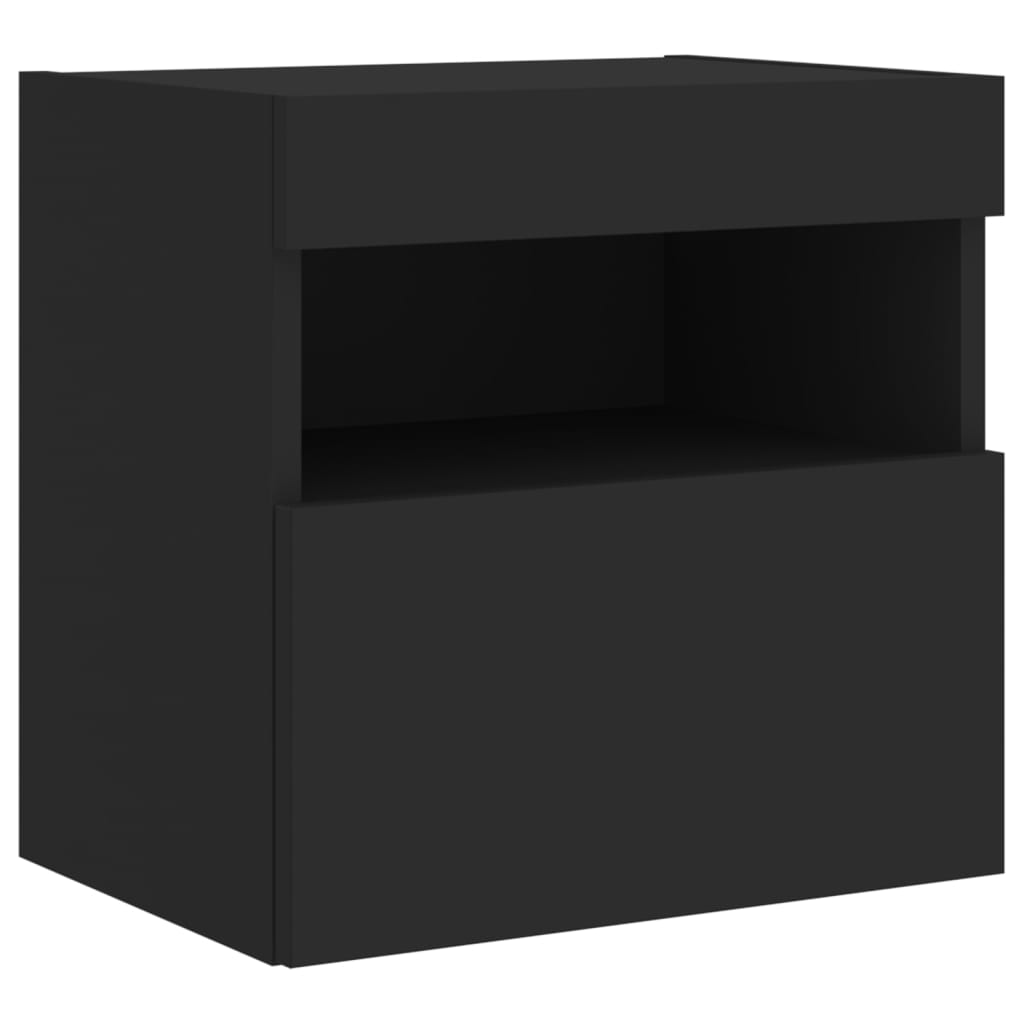 5-delige Tv-wandmeubelset met LED bewerkt hout zwart