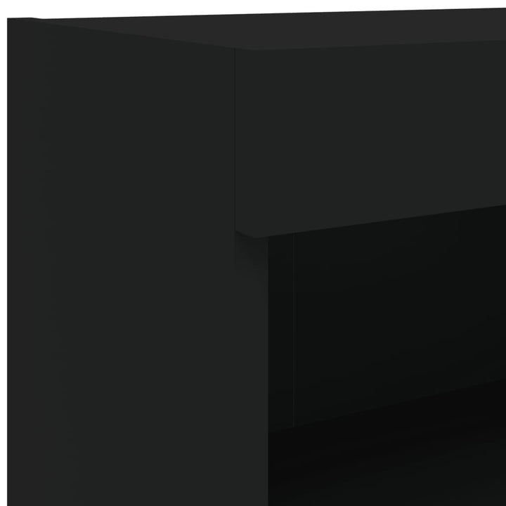 7-delige Tv-wandmeubelset met LED-verlichting zwart