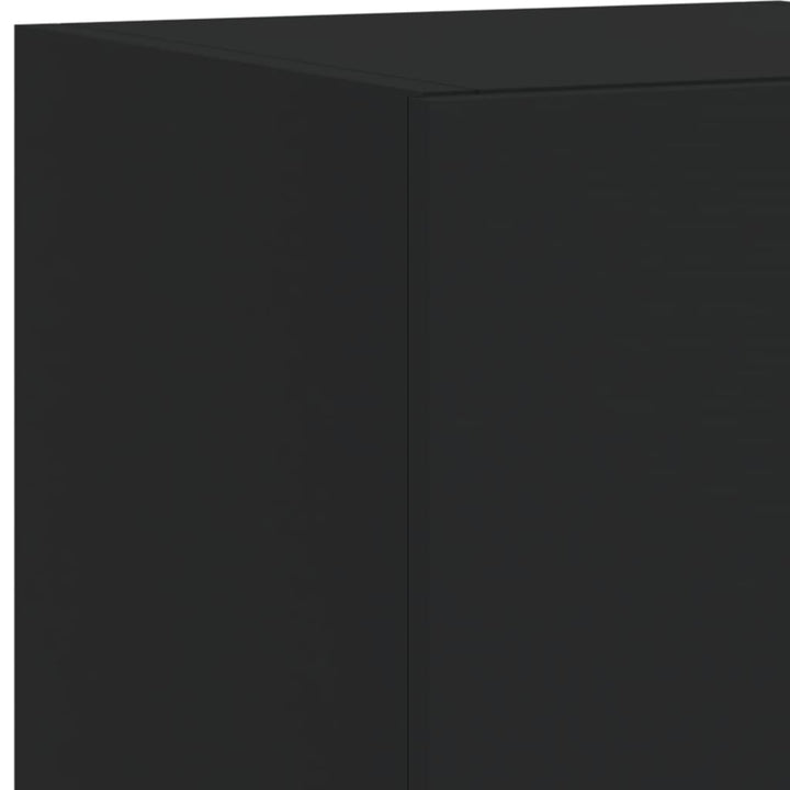 6-delige Tv-wandmeubelset met LED bewerkt hout zwart