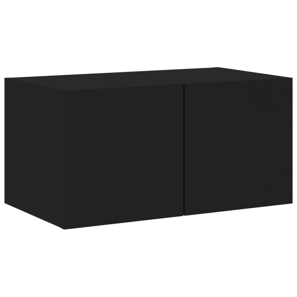 5-delige Tv-wandmeubelset met LED bewerkt hout zwart