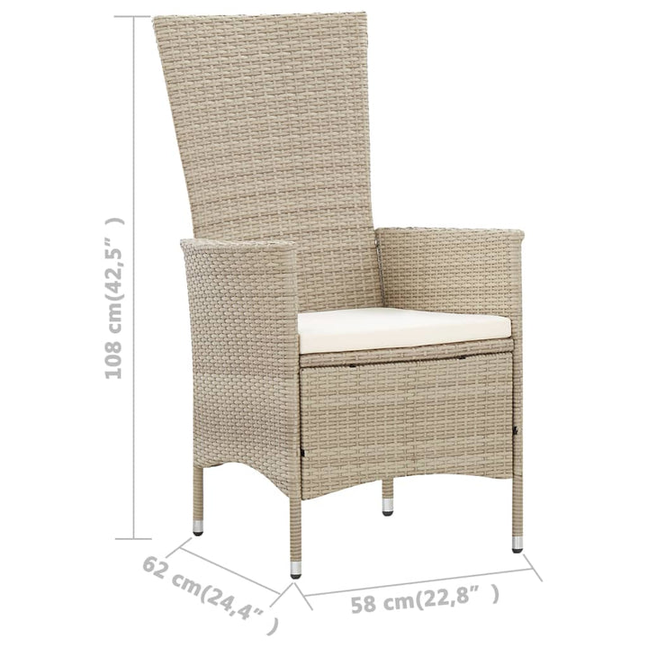 9-delige Tuinset met kussens poly rattan beige - Griffin Retail