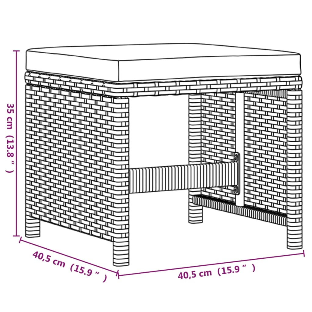 9-delige Tuinset met kussens poly rattan zwart - Griffin Retail