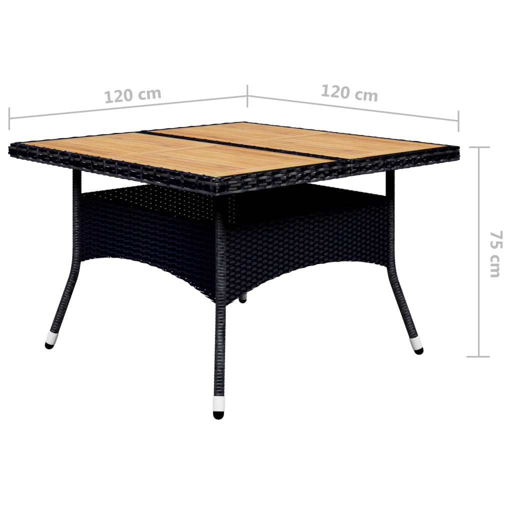 9-delige Tuinset poly rattan en acaciahout zwart - Griffin Retail