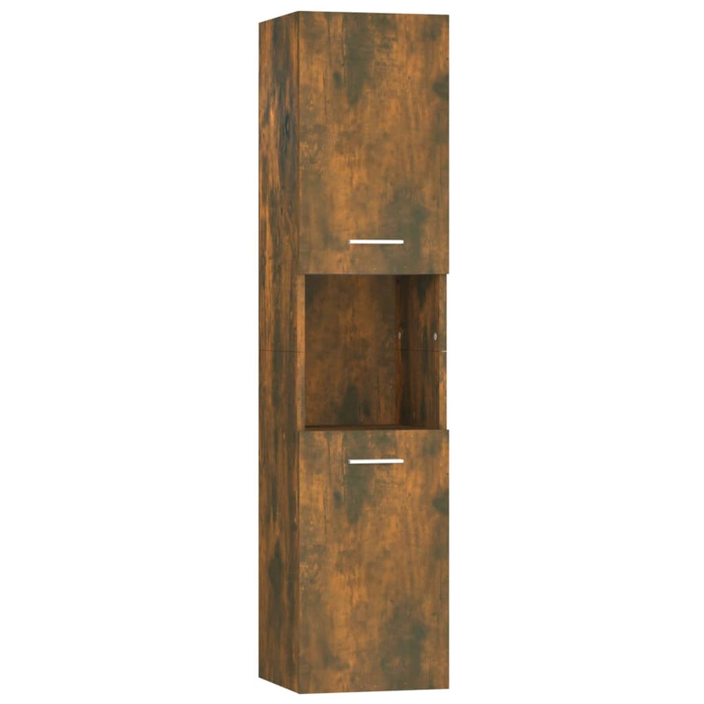 Badkamerkast 30x30x130 cm bewerkt hout gerookt eikenkleurig - Griffin Retail