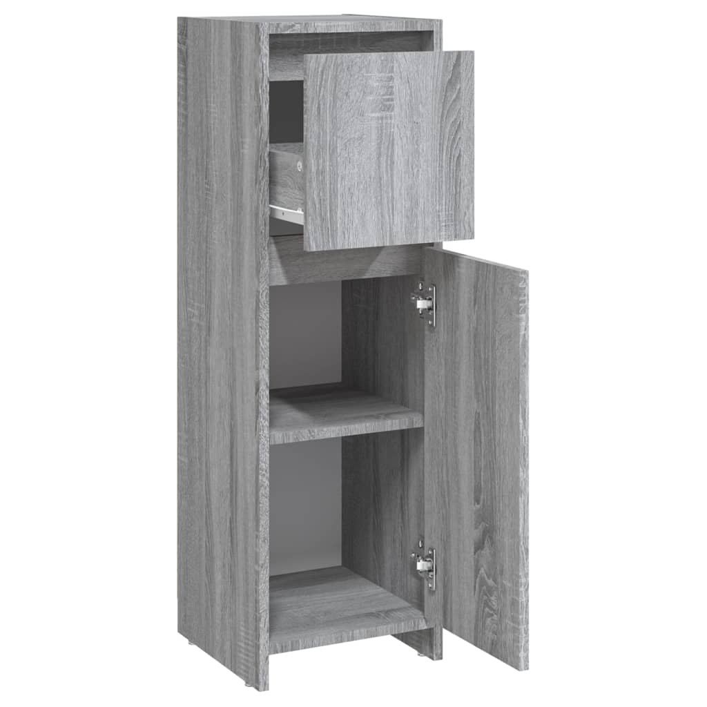 Badkamerkast 30x30x95 cm bewerkt hout grijs sonoma eikenkleurig - Griffin Retail