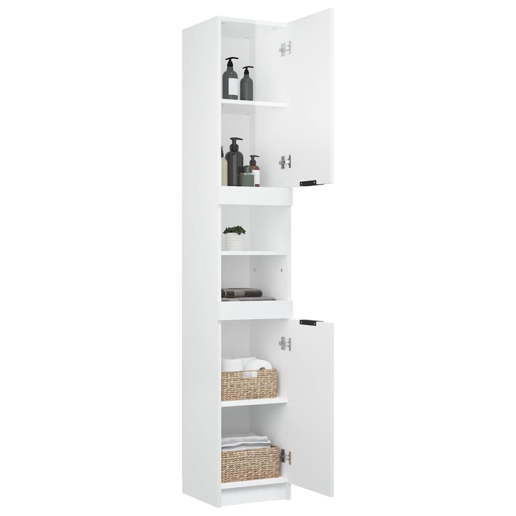 Badkamerkast 32x34x188,5 cm bewerkt hout hoogglans wit - Griffin Retail