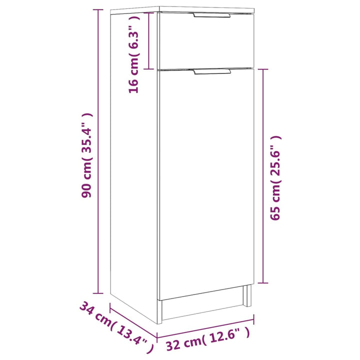 Badkamerkast 32x34x90 cm bewerkt hout betongrijs - Griffin Retail