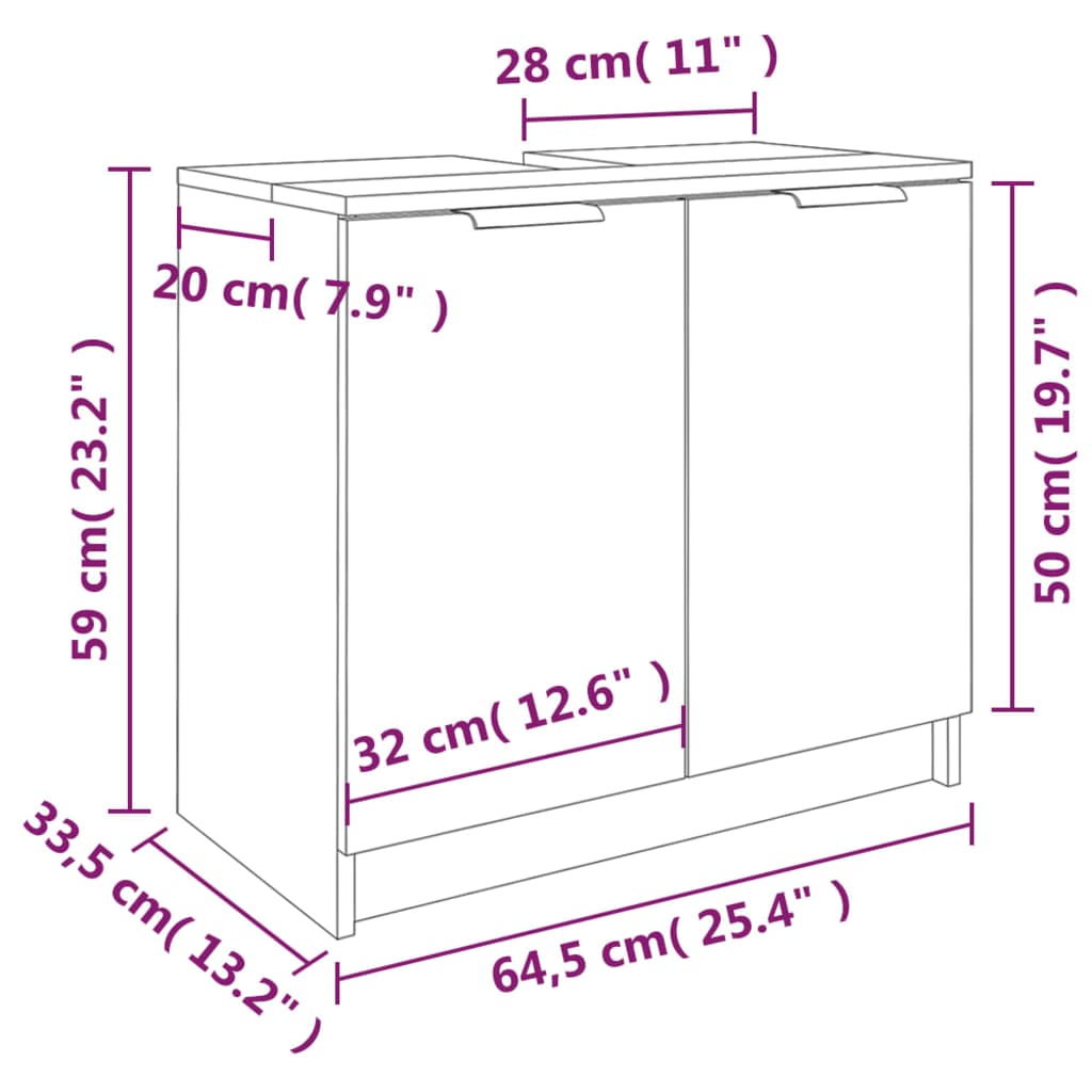 Badkamerkast 64,5x33,5x59 cm bewerkt hout betongrijs - Griffin Retail