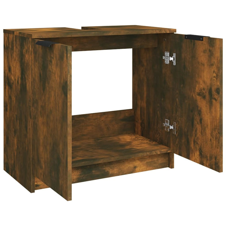 Badkamerkast 64,5x33,5x59 cm bewerkt hout gerookt eikenkleurig - Griffin Retail