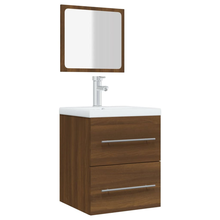 Badkamerkast met spiegel 41x38,5x48 cm bruineikenkleurig - Griffin Retail
