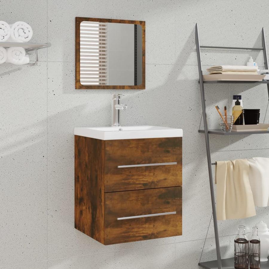 Badkamerkast met spiegel 41x38,5x48 cm gerookt eikenkleurig - Griffin Retail