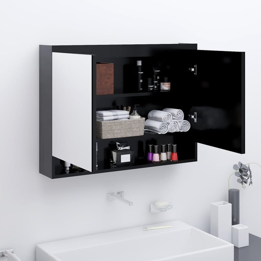 Badkamerkast met spiegel 80x15x60 cm MDF antracietkleurig - Griffin Retail