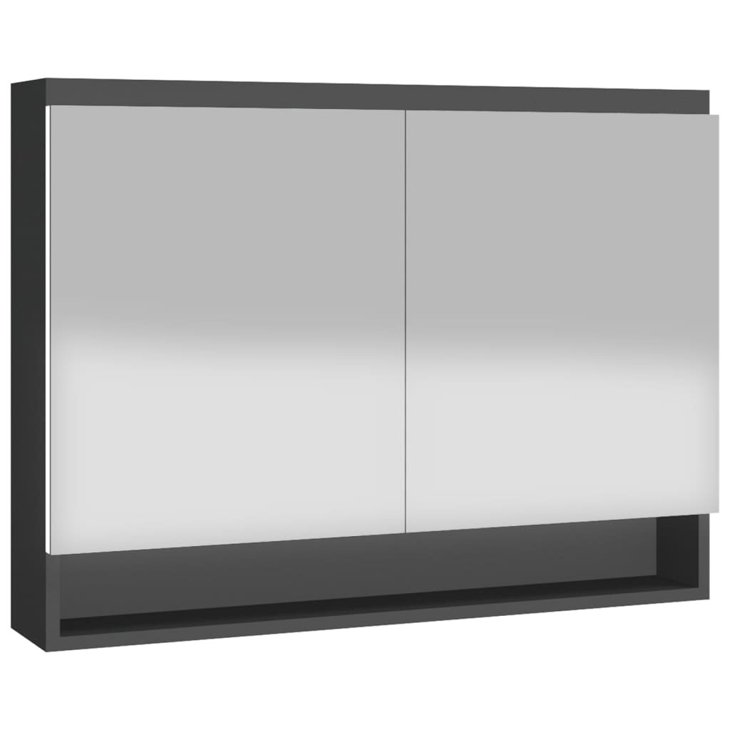 Badkamerkast met spiegel 80x15x60 cm MDF antracietkleurig - Griffin Retail