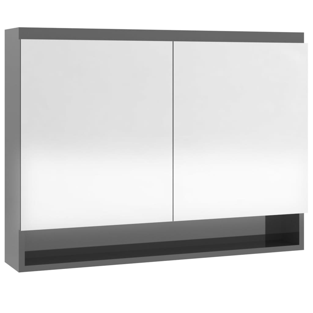 Badkamerkast met spiegel 80x15x60 cm MDF glanzend grijs - Griffin Retail